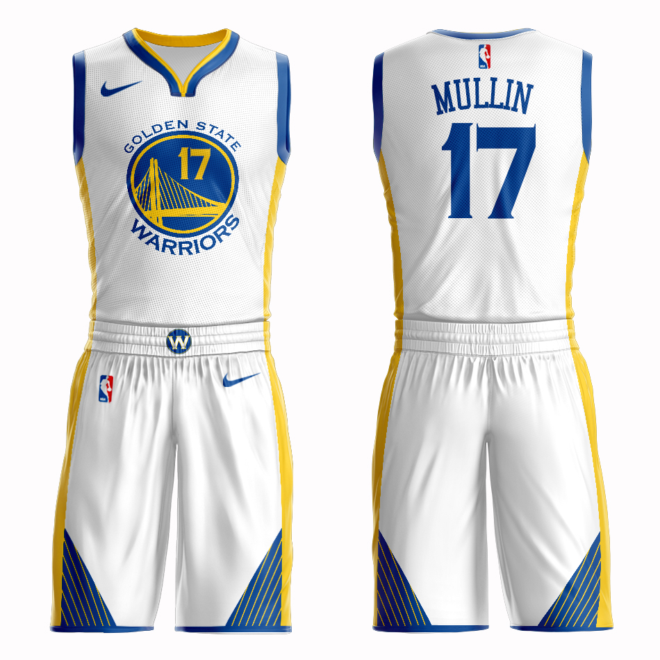 Men 2019 NBA Nike Golden State Warriors #17 Mullin white Customized jersey